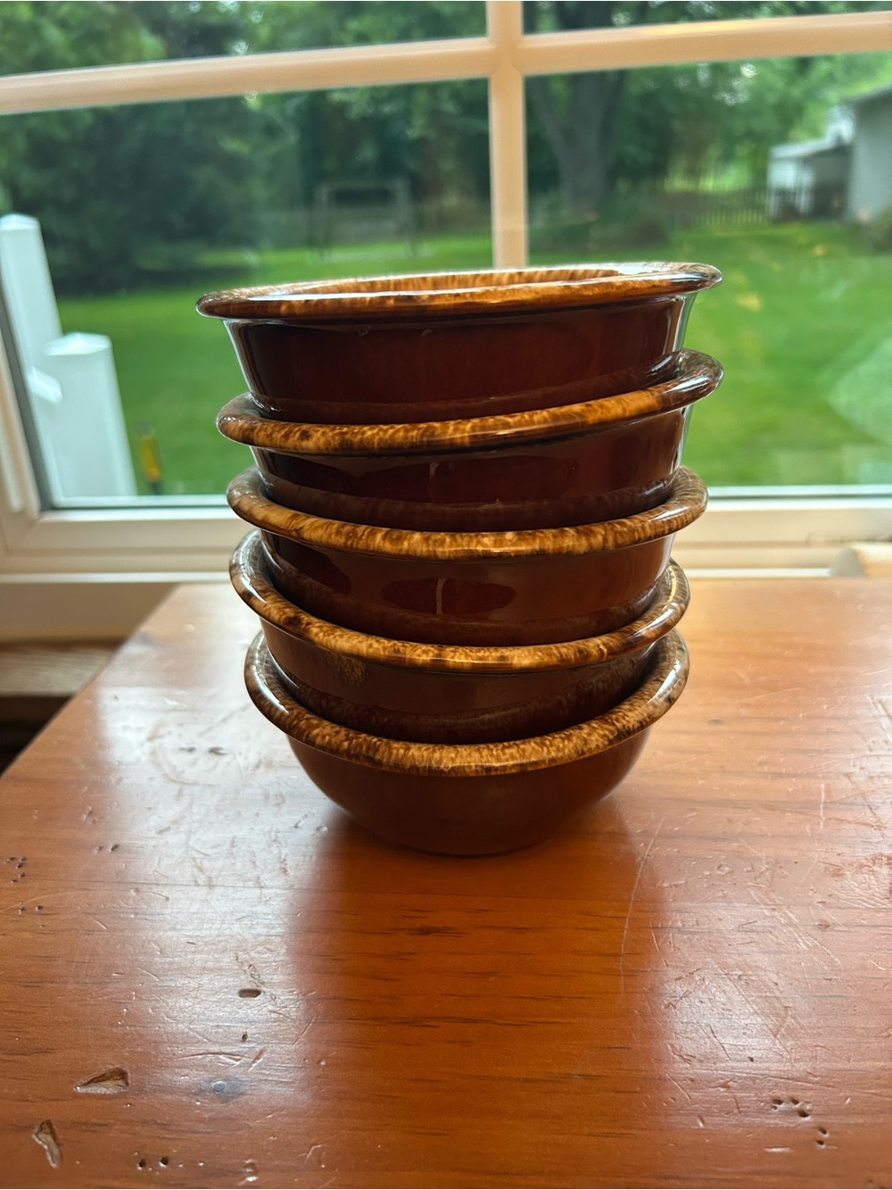 Vintage Set of 5 VTG Hull Brown Drip Glaze Pottery Oven Proof